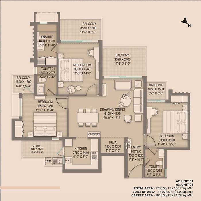 3 bhk pooja 1795 sqft